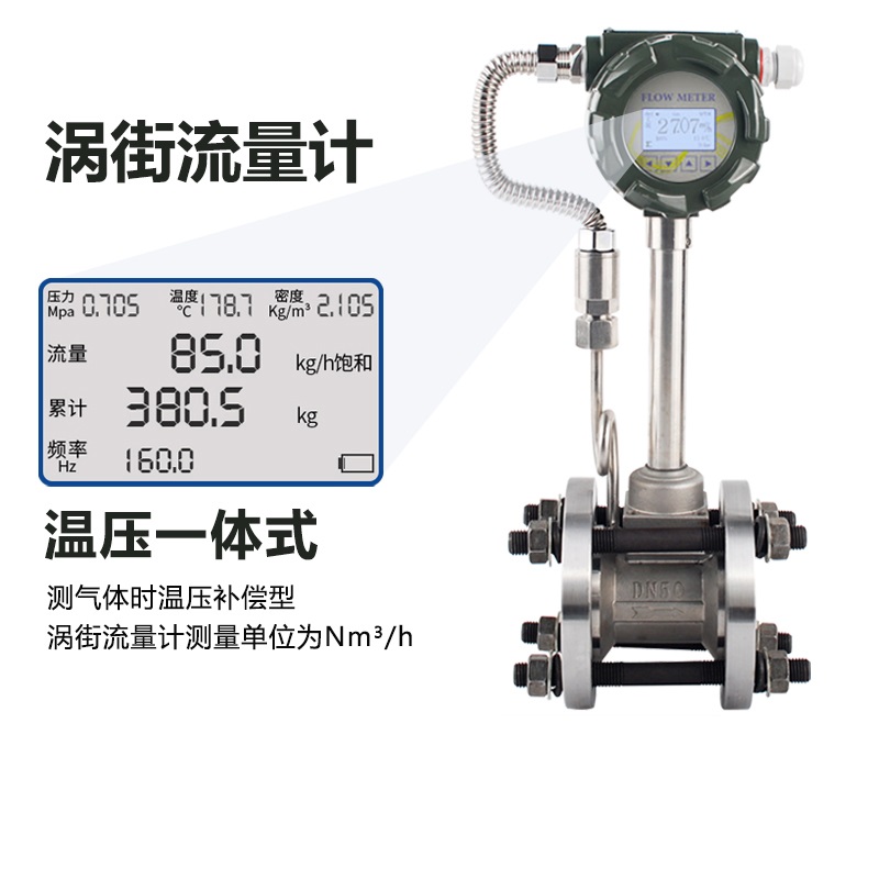 用涡街流量计测量蒸汽质量流量？